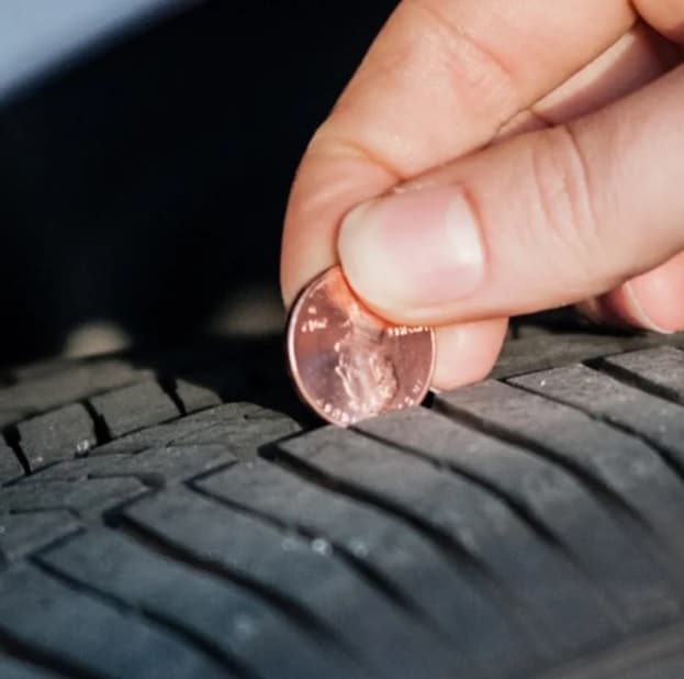 check your tire tread state with a penny