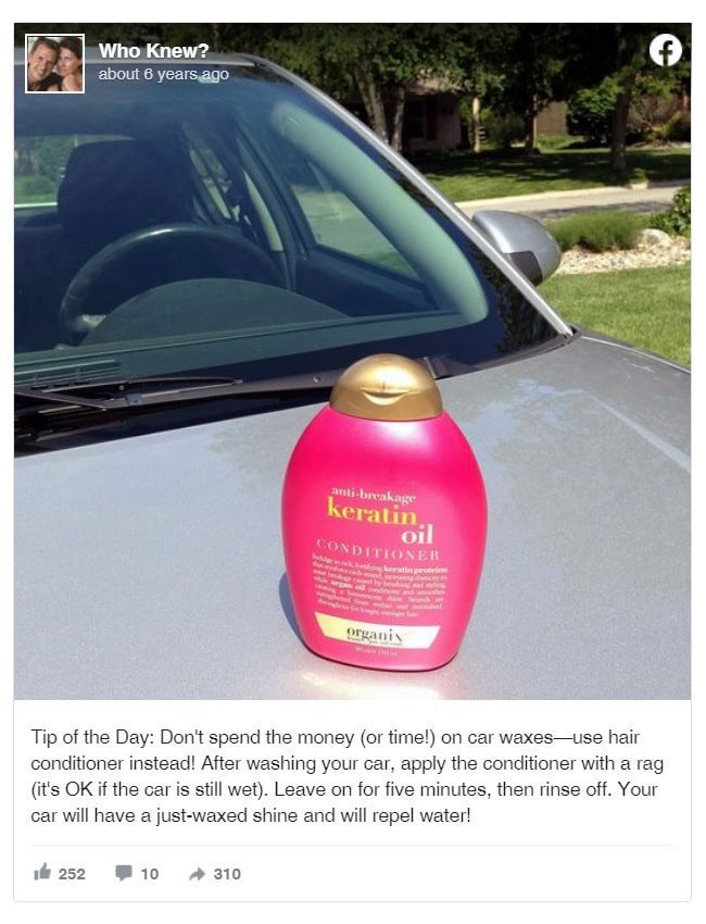 hair conditioner car shine