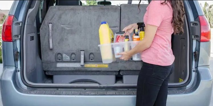 put a shower caddy in the trunk