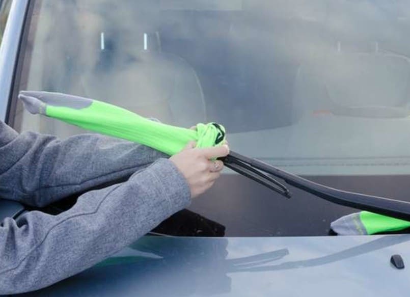 socks on windshield wipers