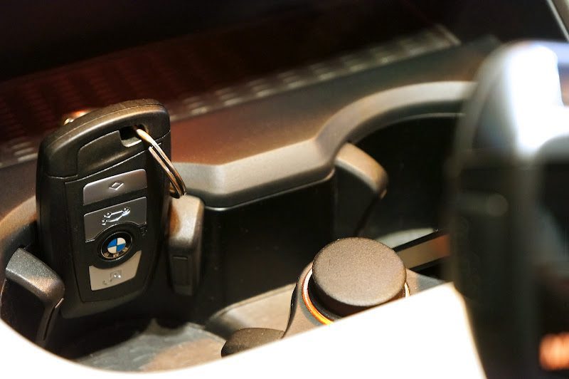 key fob slot in a car center console