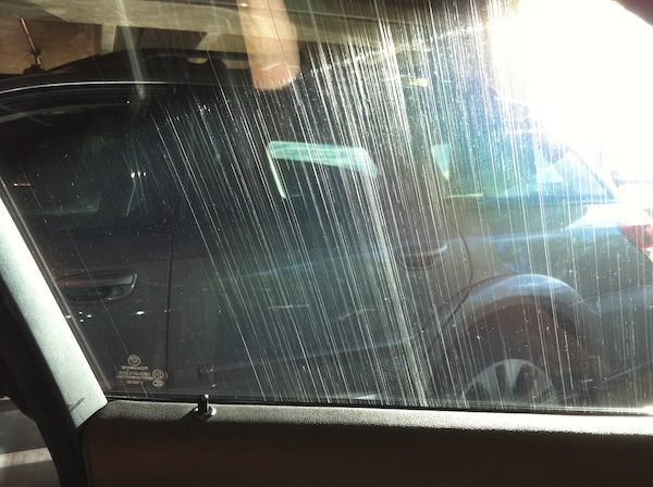 damaged window tint with scratches