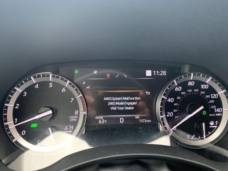 toyota awd system malfunction 2wd mode engaged