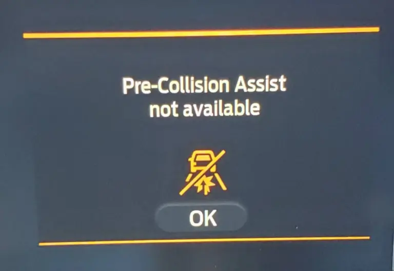 ford pre collision assist not available