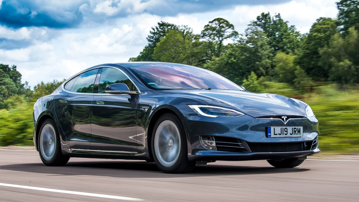 tesla model s long range parked in a sleek setting