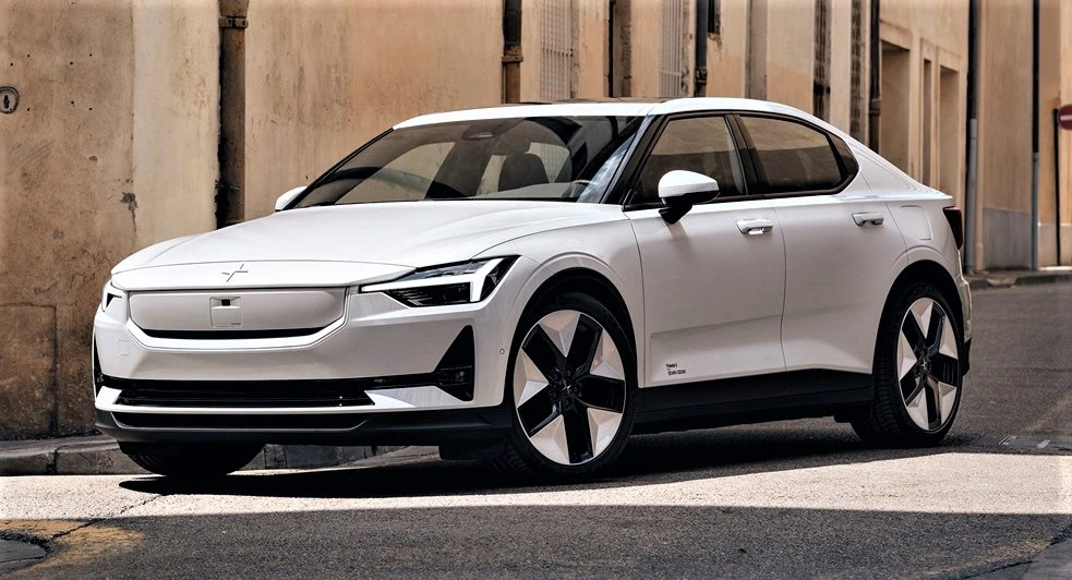 the polestar 2 parked with a clean modern background